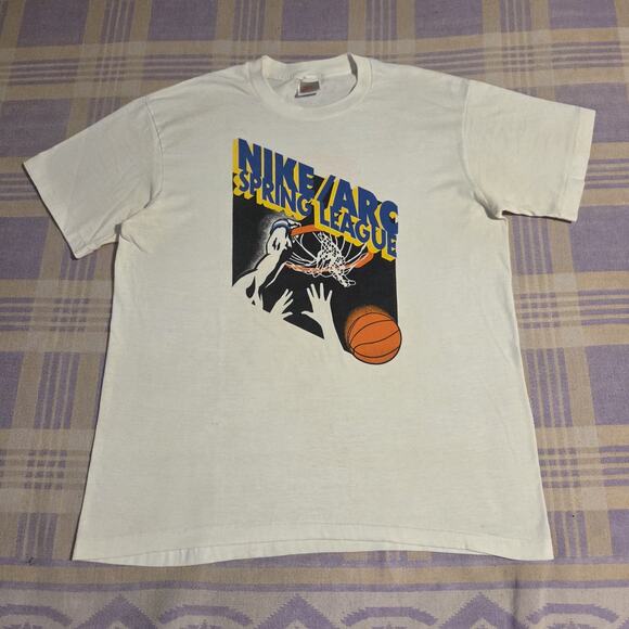 Vintage NIKE T Shirt ARC Spring League Mens L Gray Tag 80s 90s USA Basketball - Picture 1 of 13
